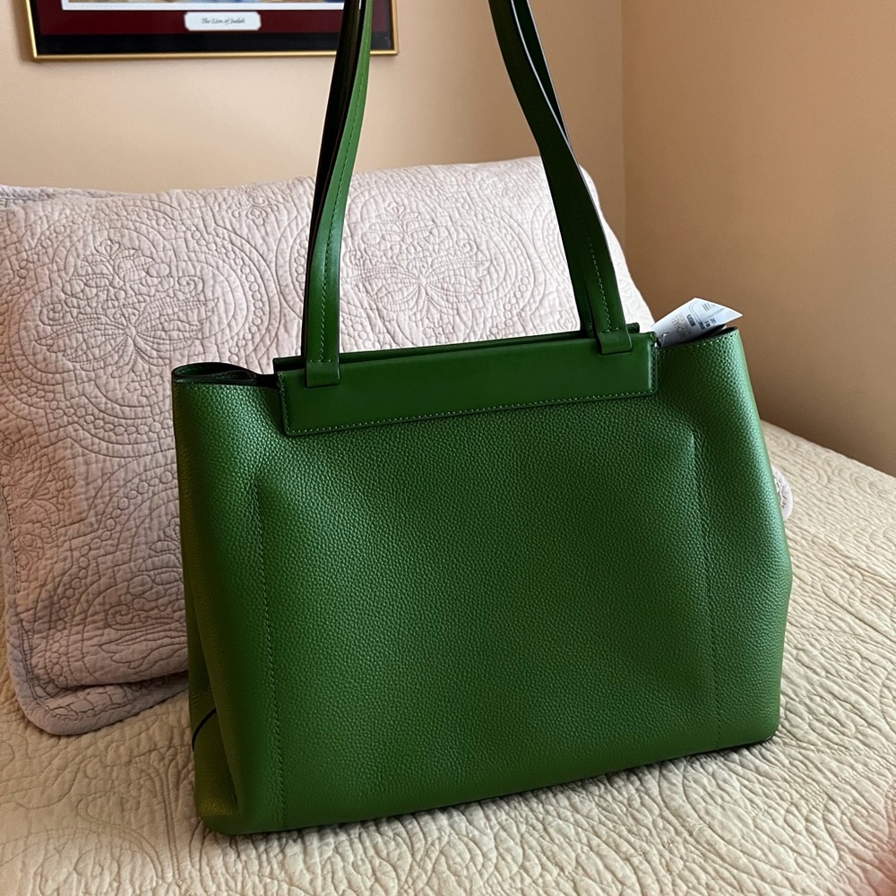 SOLD NWT$338 Authentic MICHAEL KORS Green Floral Handbag Purse Satchel - Picture 11 of 15
